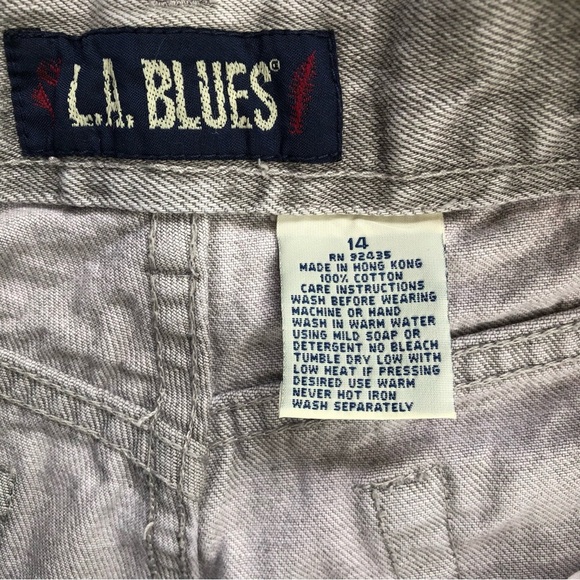 L.A. Blues Light Gray High Waist Classic 5 Pocket Denim Jeans Size 14 - Picture 7 of 7
